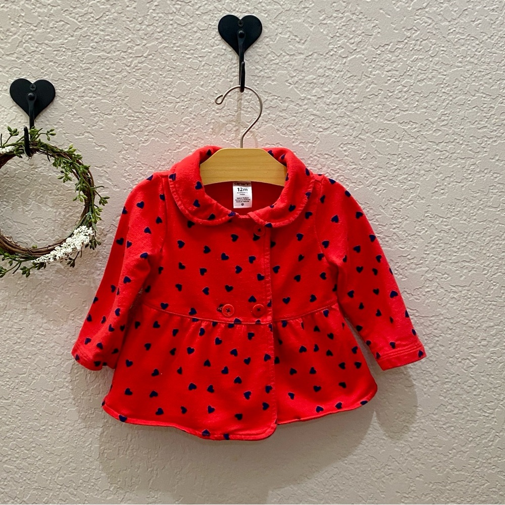 Carter’s Red Jacket With Black Hearts - Size 12m